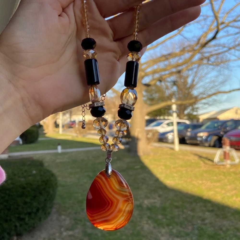 Banded Carnelian Agate Necklace - Picture 4 of 9